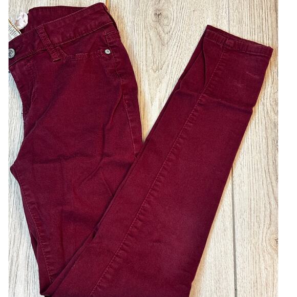 Altar'd State Cranberry Burgundy Red Wine Skinny Jean 25/1 Pants Boho Casual - Picture 1 of 7